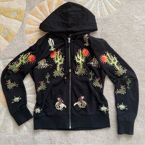 Embroidered Black Hoodie Jacket